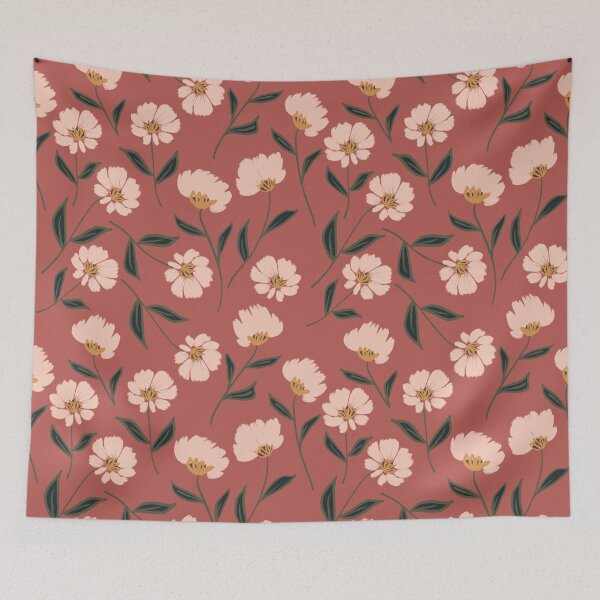 Item preview, White Blossoms Floral Fall Autumn Pattern designed and sold by Petra Lang.