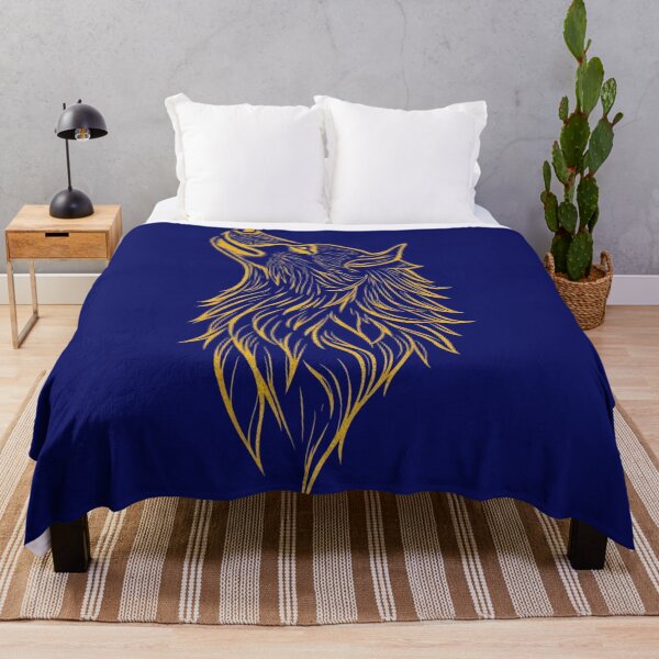 Item preview, Golden Howling Wolf – Tribal Line Art Design designed and sold by Kruti Collection.