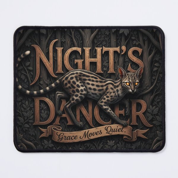 Item preview, ✨ Night's Dancer Genet Graceful, Soulful, Mythic Forest Woodcut designed and sold by SavannaStrikes.