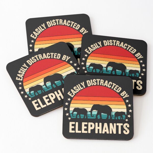 Item preview, Easily distracted by gentle elephants walking slowly vintage retro sunset designed and sold by HumansStuck12.