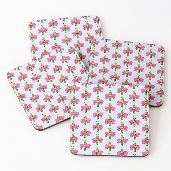 Item preview, Cute Blue Dragonfly and Pink Flowers Doodle Seamless Pattern - Whimsical Garden Print designed and sold by NgernPhanLan.