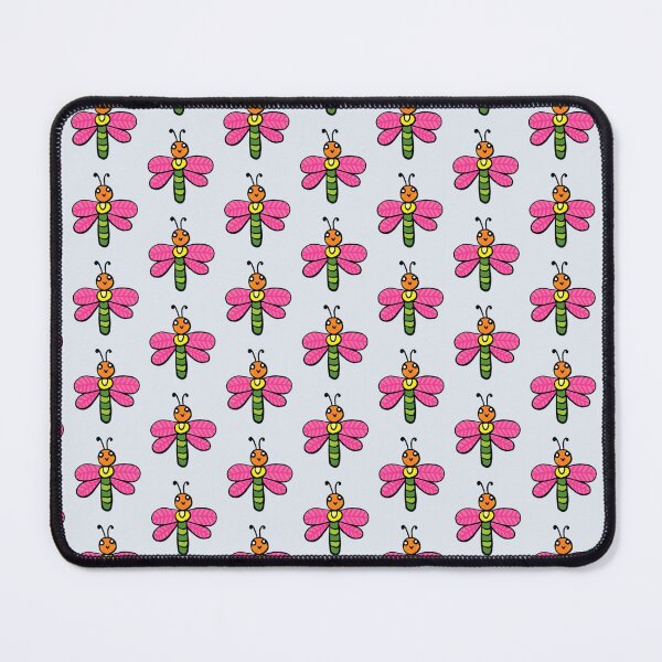 Item preview, Cute Blue Dragonfly and Pink Flowers Doodle Seamless Pattern - Whimsical Garden Print designed and sold by NgernPhanLan.
