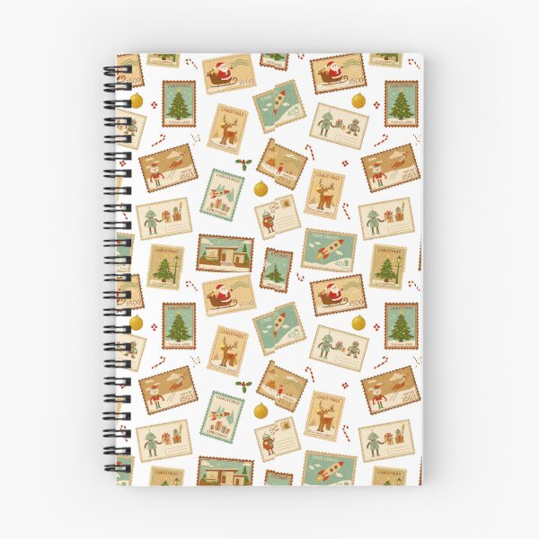 Item preview, Vintage Holiday Mail: Retro Christmas Stamps & Postcards Pattern designed and sold by MT-Hub | Art for Every Soul.
