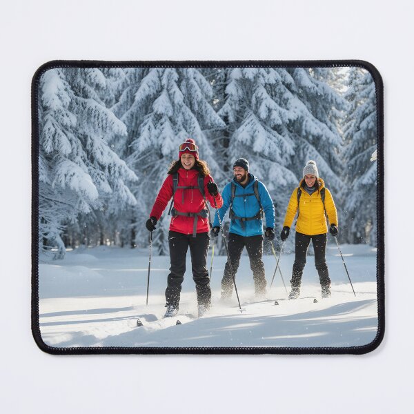 Item preview, Three friends cross country skiing in a snowy forest designed and sold by homydesign.