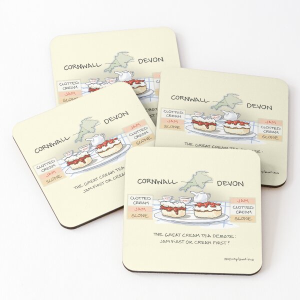 Item preview, The Great Cream Tea Debate: Cream first (Devon) or jam first (Cornwall) designed and sold by Sketchplanations.