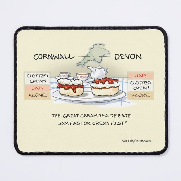 Item preview, The Great Cream Tea Debate: Cream first (Devon) or jam first (Cornwall) designed and sold by Sketchplanations.