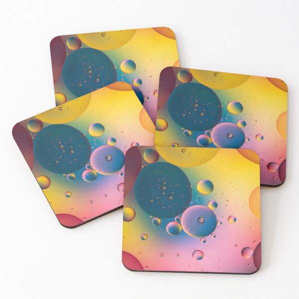 Item preview, Macro close up of oil drops on a vibrant colorful water surface designed and sold by homydesign.