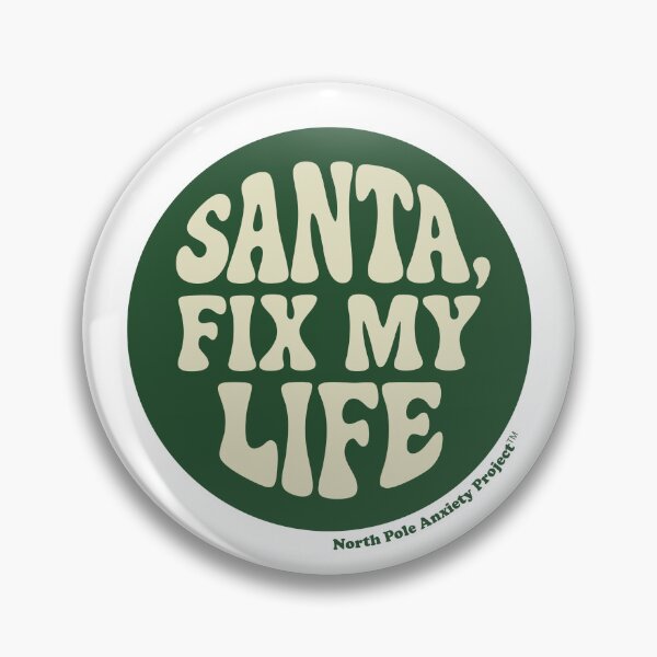 Item preview, Santa, Fix My Life – Retro Psychedelic Holiday Meltdown Badge designed and sold by Tattee.