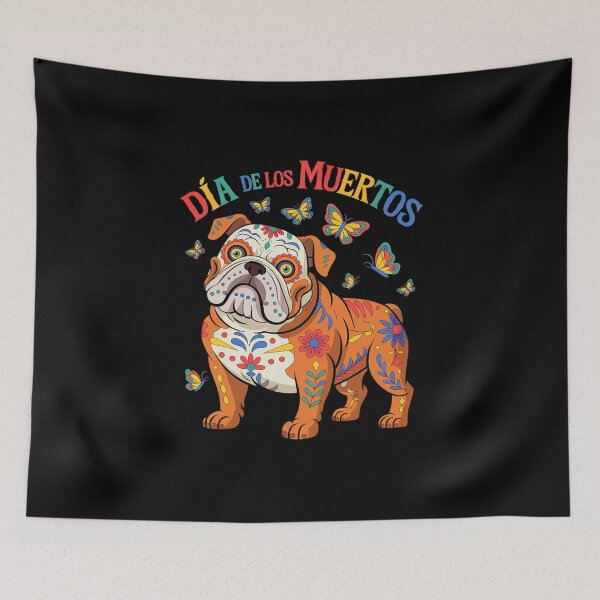 Item preview, Dia De Los Muertos English Bulldog Floral Skull Face Mexican  designed and sold by MicanCuteStore.