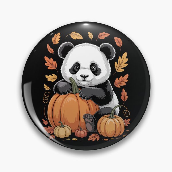 Artikelvorschau, Panda mit Herbstkürbissen entworfen und verkauft von jkrphoto.