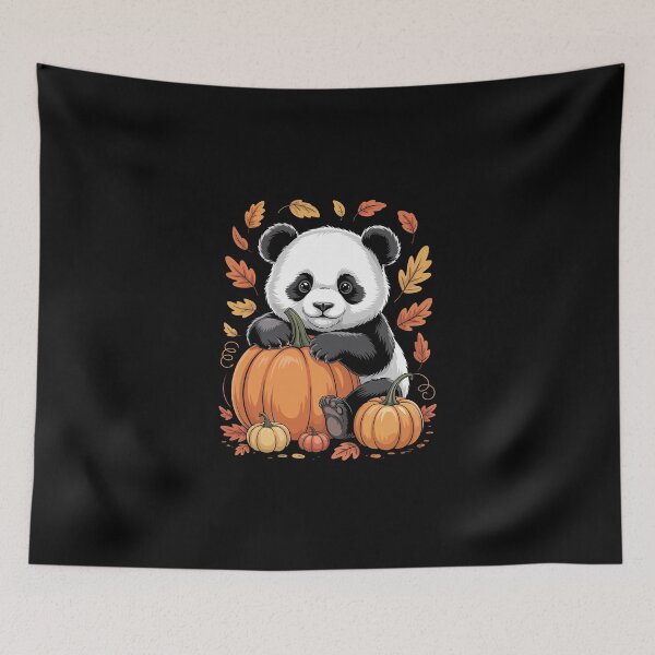 Item preview, Panda with Autumn Pumpkins designed and sold by jkrphoto.