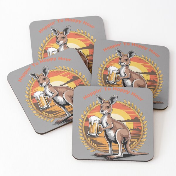 Item preview, Hoppy Hour:  Kangaroo Edition - Funny Kangaroo Animal Drinking T-Shirt designed and sold by Grang Art Artistic Designs.