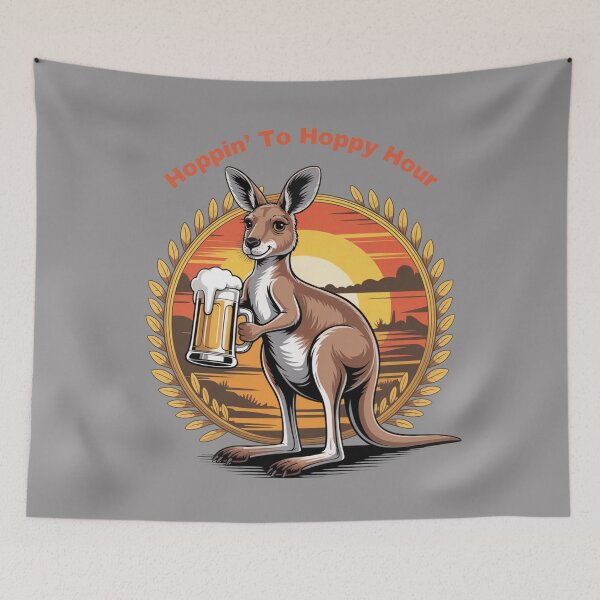 Item preview, Hoppy Hour:  Kangaroo Edition - Funny Kangaroo Animal Drinking T-Shirt designed and sold by Grang Art Artistic Designs.