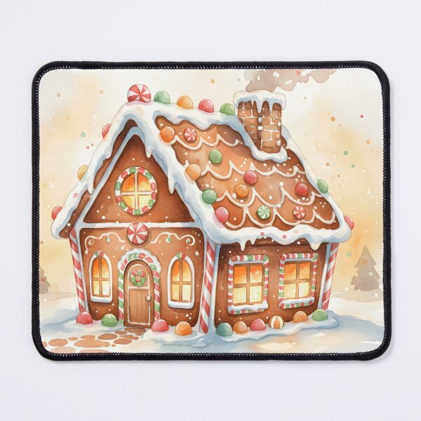 Item preview, Gingerbread House in a Snowy Watercolor Landscape designed and sold by homydesign.