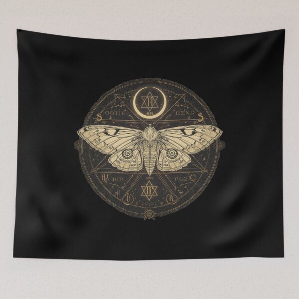 Item preview, Gothic Occult Moth with Crescent Moon and Runes designed and sold by SEBRYS.