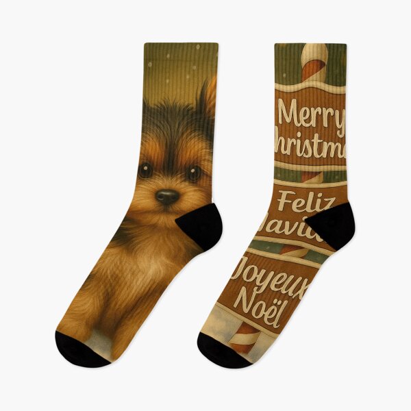 Item preview, Arte navideño de pan de jengibre de Yorkie designed and sold by GivingJoy.