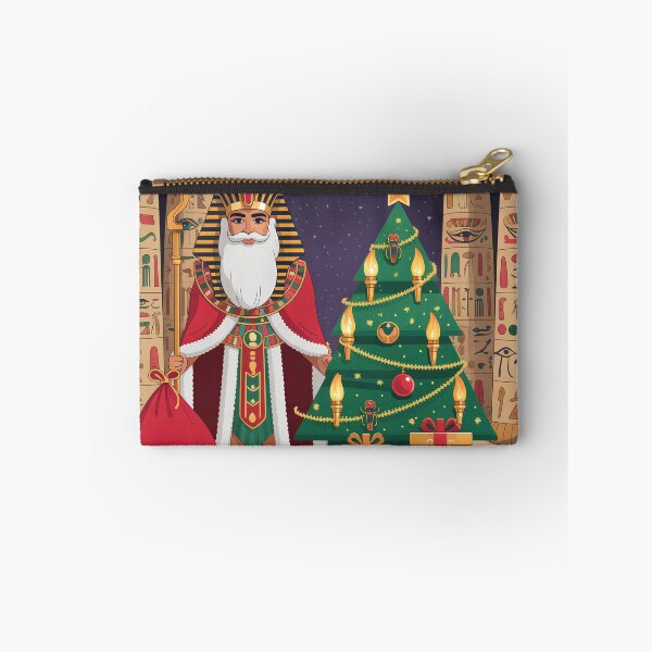 Aperçu de l'œuvre Un pharaon égyptien déguisé en Père Noël ! Il porte une coiffe pharaonique traditionnelle et des robes royales ornées de fourrure festive. créée et vendue par 2030shadow.
