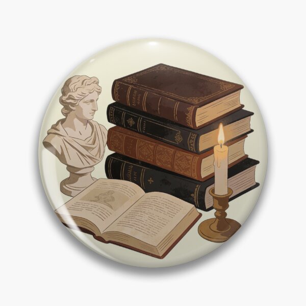 Item preview, Dark Academia Study Aesthetic: Vintage Books Stack, Classical Bust, and Cozy Candlelight Art designed and sold by Cherrydora.
