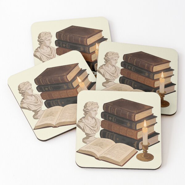 Item preview, Dark Academia Study Aesthetic: Vintage Books Stack, Classical Bust, and Cozy Candlelight Art designed and sold by Cherrydora.