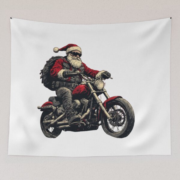 Item preview, Biker Santa Illustration – Cool Motorcycle Christmas Art with Badass Holiday Style designed and sold by infocart.