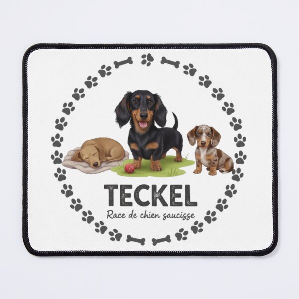 Item preview, Happy dog Reckel, adorable dachshund with paw prints designed and sold by DouchraaNow.