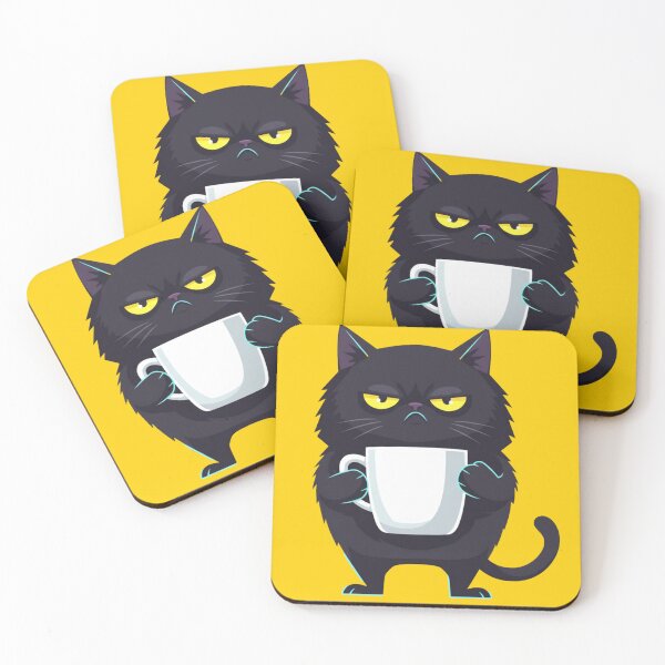 Item preview, Funny Black Cat Coffee, Kawaii tired cat, Grumpy Cat Holding Mug Graphic, Cute Cat Lover Gift, Tired Cat Coffee  designed and sold by DesignDenDo ⭐⭐⭐⭐⭐.