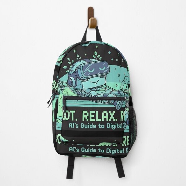 Item preview, REBOOT. RELAX. RECHARGE. | AI's Guide to Digital Detox Vibe | Lo-Fi Robot in Hammock with VR Headset designed and sold by SergioMiklos.