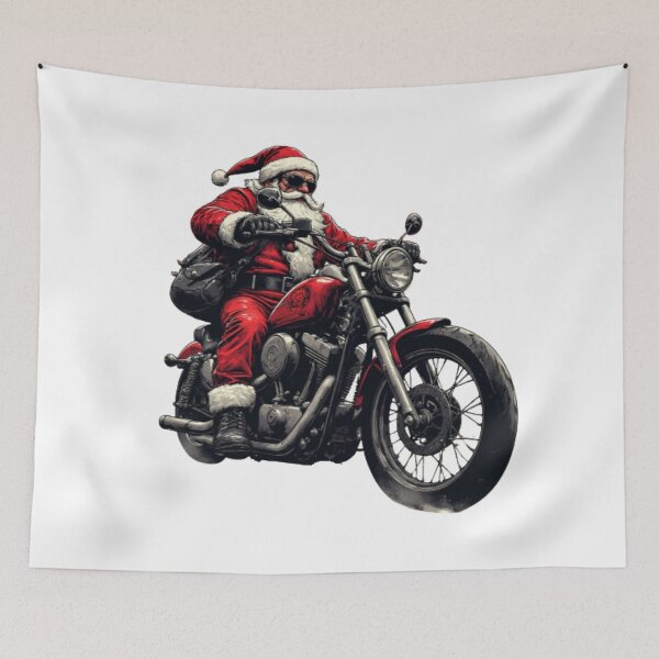 Item preview, Biker Santa Christmas Illustration – Vintage Motorcycle Holiday Art for Cool Festive Style designed and sold by infocart.