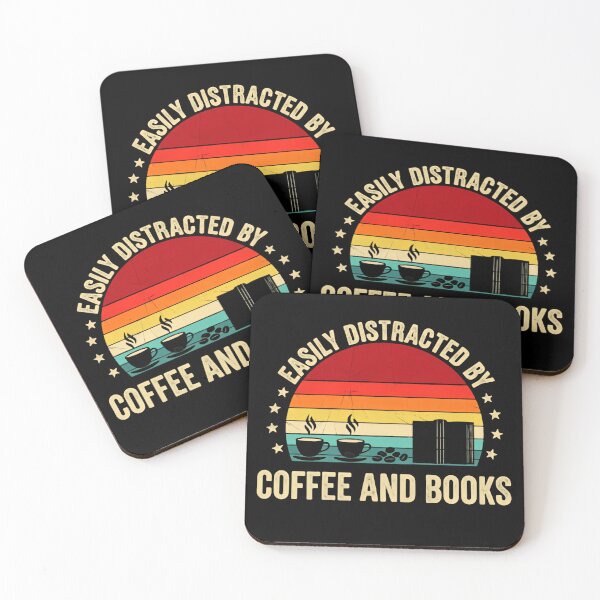 Item preview, Easily distracted by warm coffee and cozy books vintage retro sunset designed and sold by HumansStuck12.