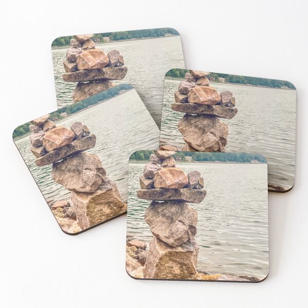 Item preview, Balanced Stones by the Water – Devils Lake Nature Print designed and sold by aadventures.