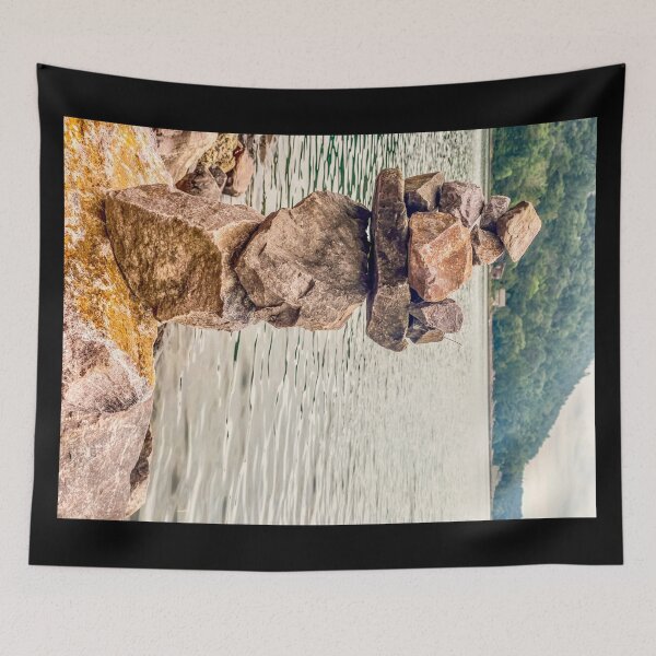 Item preview, Balanced Stones by the Water – Devils Lake Nature Print designed and sold by aadventures.