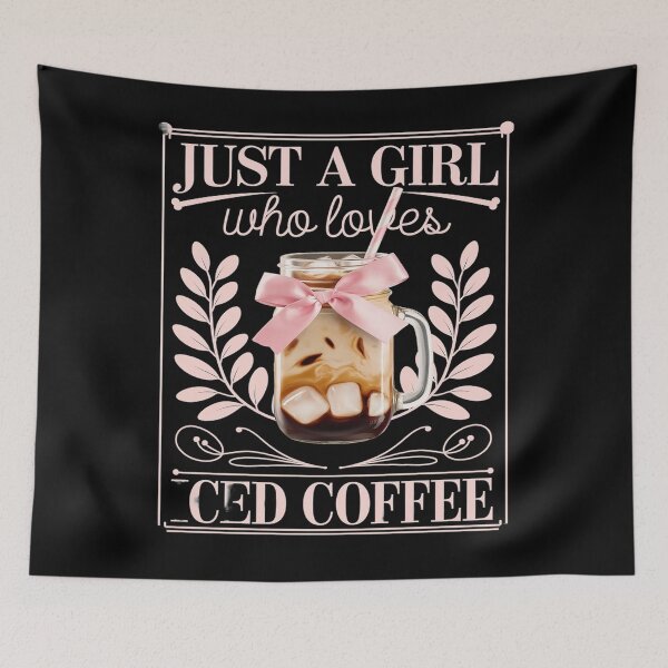 Item preview, Coquette Bow Just a Girl Who Loves Iced Coffee Cold Brew  designed and sold by lilLilaBatArt.
