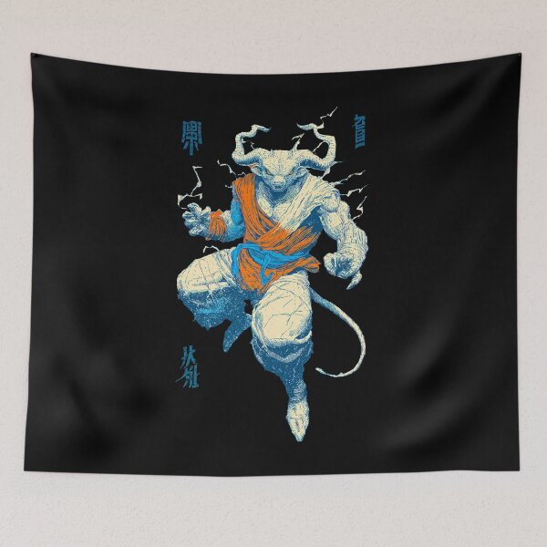 Item preview, Vintage Manga Minotaur Warrior – Retro Japanese Mythic Fighter designed and sold by VYNROX.