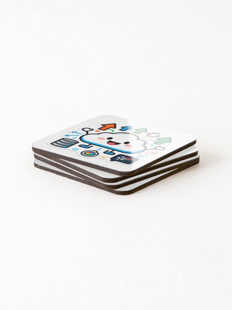 Thumbnail 4 of 5, Coasters (Set of 4), Backend Magic - Happy Server Sticker designed and sold by StudioShivCraft.
