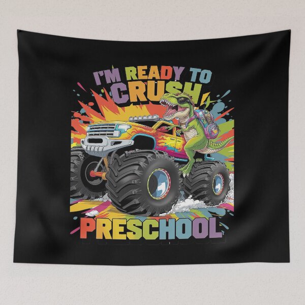 Item preview, Crush Preschool Dinosaur Back to School Boys  designed and sold by lilLilaBatArt.
