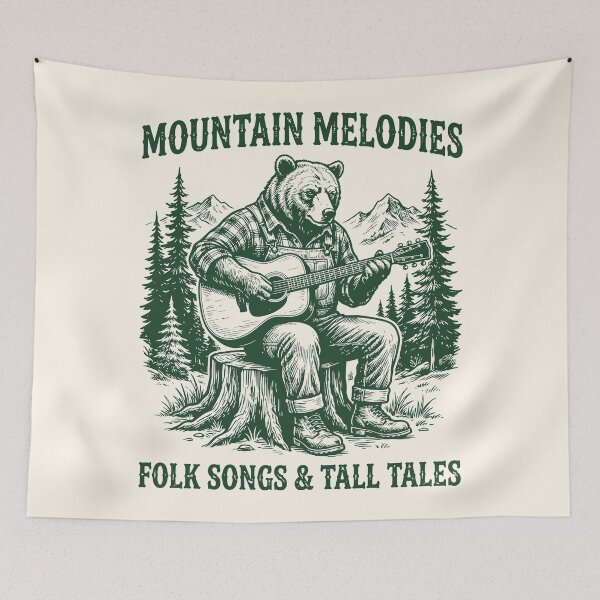Item preview, Mountain Melodies & Folk Songs Guitarist Bear  designed and sold by Y-Vibes.