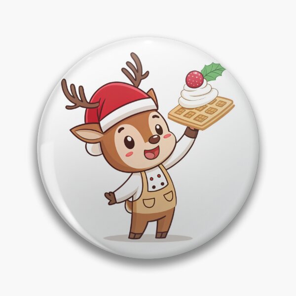 Item preview, Cute Christmas Reindeer with Waffle – Holiday Bakery Series by Vivo Studio designed and sold by VivoStudio.