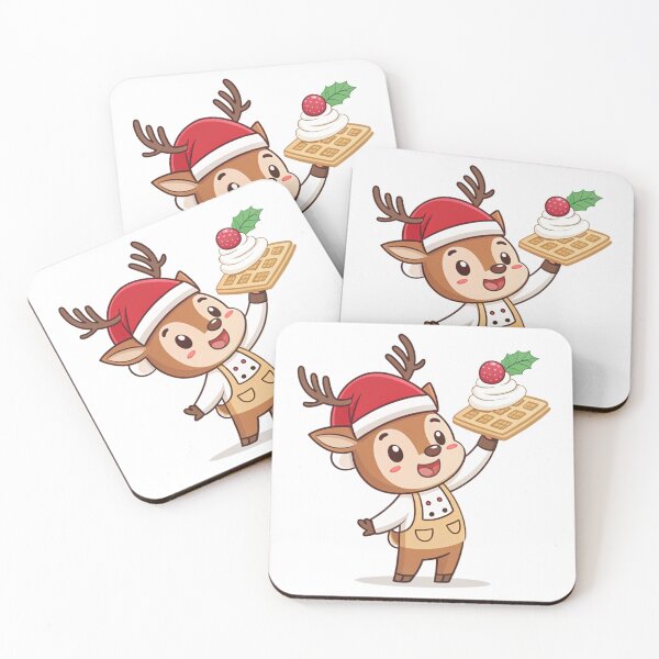 Item preview, Cute Christmas Reindeer with Waffle – Holiday Bakery Series by Vivo Studio designed and sold by VivoStudio.
