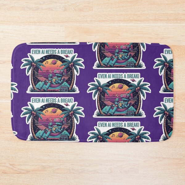 Item preview, EVEN AI NEEDS A BREAK! | Retro Synthwave Robot Sticker | Funny Vacation & Digital Detox Vibe designed and sold by SergioMiklos.