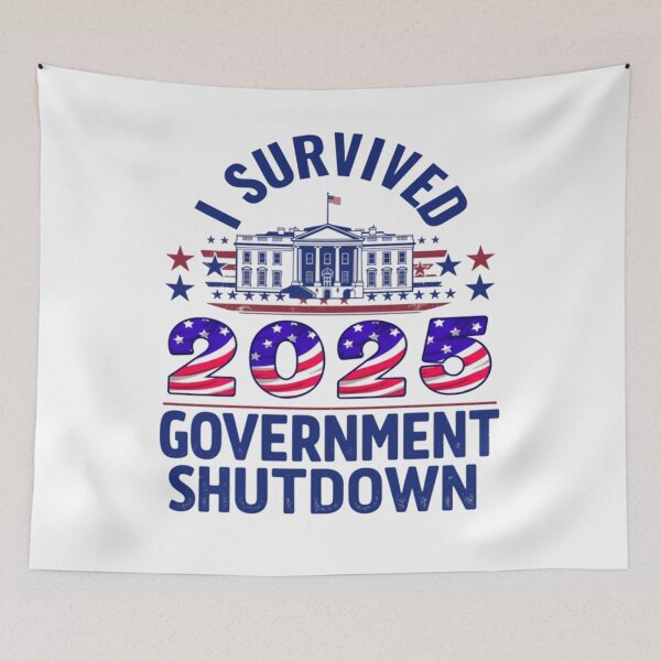 Item preview, government shutdown I Survived the 2025 Government Shutdown – Vintage Political Humor designed and sold by Sendowart.