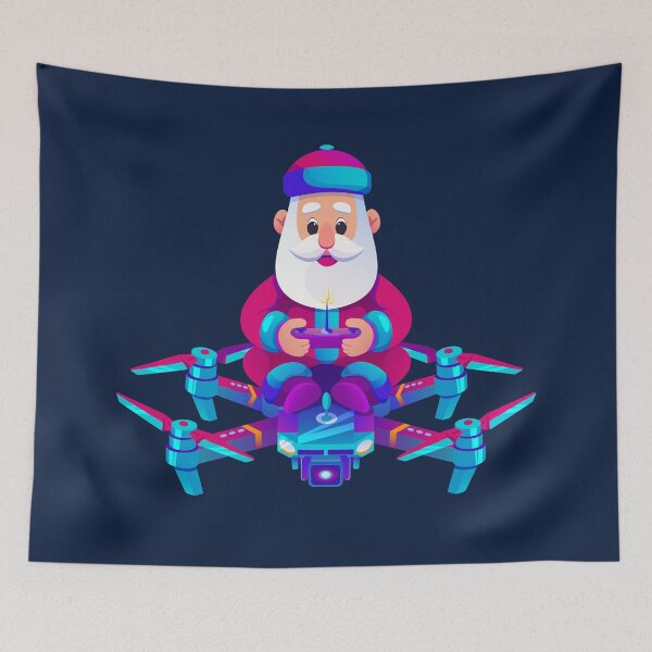 Item preview, Futuristic Santa Riding a Drone – Tech Christmas designed and sold by Mariia Berezhna.