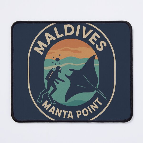 Item preview, Maldives Manta Point Diver Vintage Sunset Ocean Badge designed and sold by Peycer.