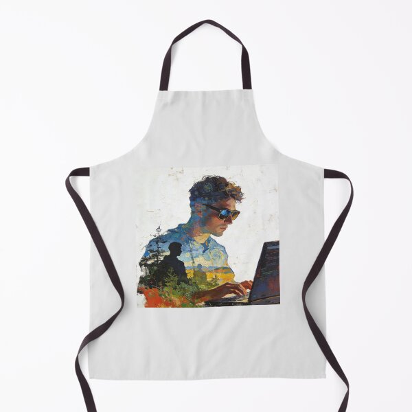 Item preview, Van Gogh Style Coder Impasto Painting | Digital Nomad Double Exposure Art Portrait designed and sold by Cherrydora.