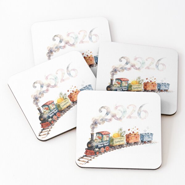 Item preview, Happy New Year 2026 Train – Watercolor Seasons New Year Design designed and sold by BlueYasmine.