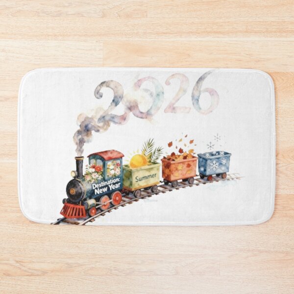 Item preview, Happy New Year 2026 Train – Watercolor Seasons New Year Design designed and sold by BlueYasmine.