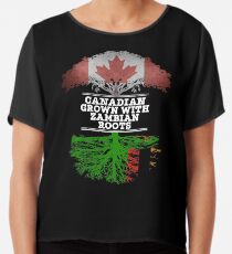 Kanadisches gewachsenes mit Sambianwurzel-Geschenk für Sambian von Sambia - Sambia-Flagge in den Wurzeln Chiffontop