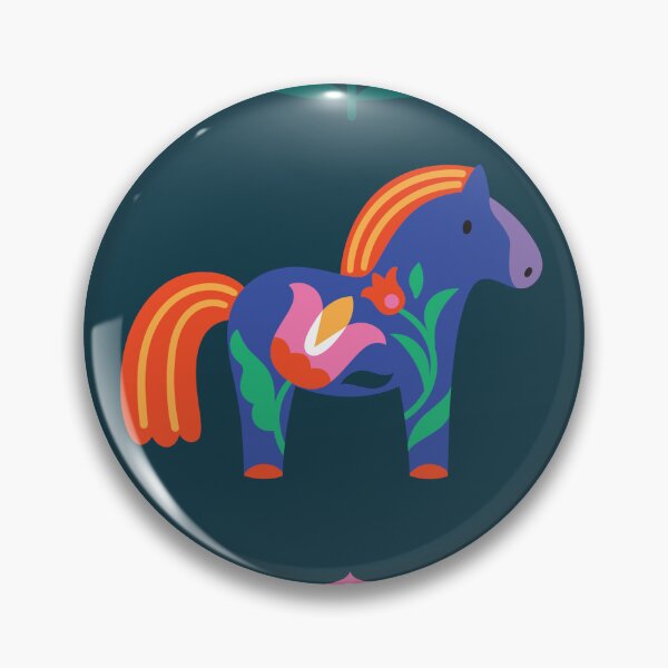 Item preview, Copy of Floral Dala Horses on dark green designed and sold by PenguinHouse.