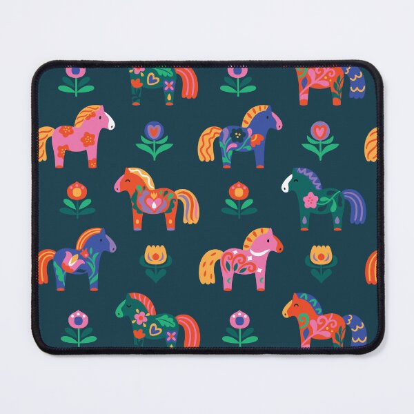 Item preview, Copy of Floral Dala Horses on dark green designed and sold by PenguinHouse.