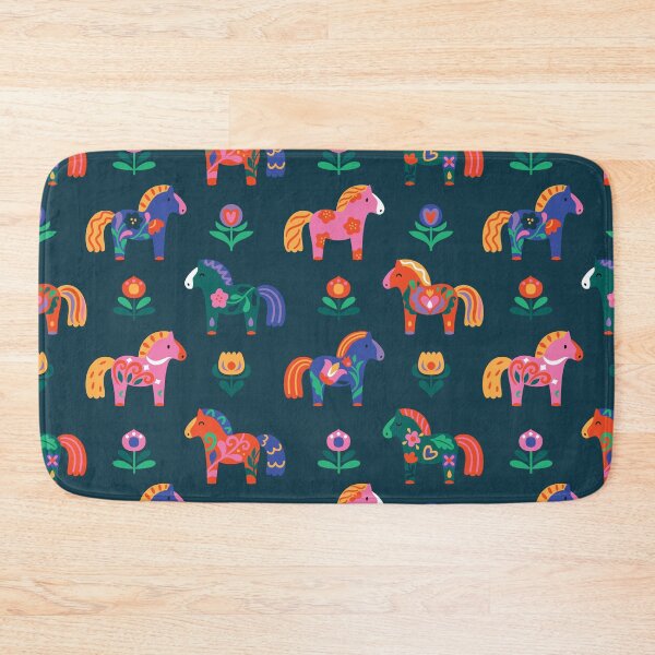 Item preview, Copy of Floral Dala Horses on dark green designed and sold by PenguinHouse.