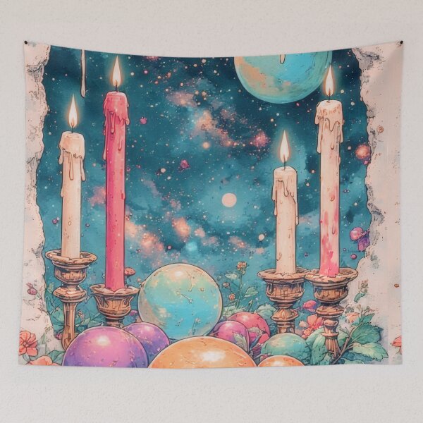 Item preview, Candlelight, planets and cosmic winter landscape designed and sold by Mianku | Für das Leben.